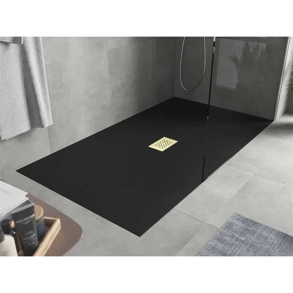 Mexen Hugo Rektangulært Smc-dusjbrett 180x100 Cm Sort med Gulldeksel - 42701018-g