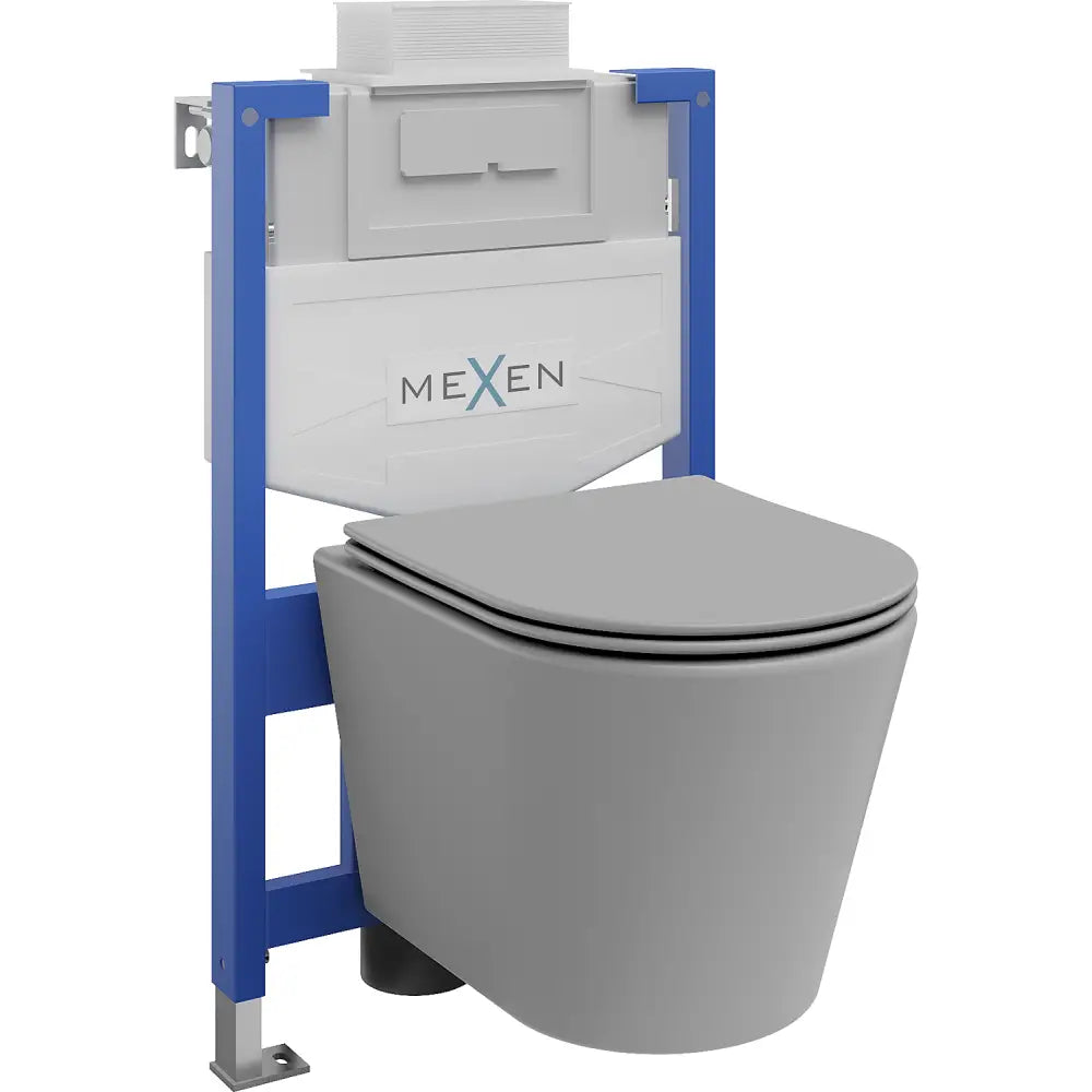 Mexen Innebygd Toalettsett Fenix Xs-u med Rico Toalettskål og Myklukkende Sete Lys Matt Grå