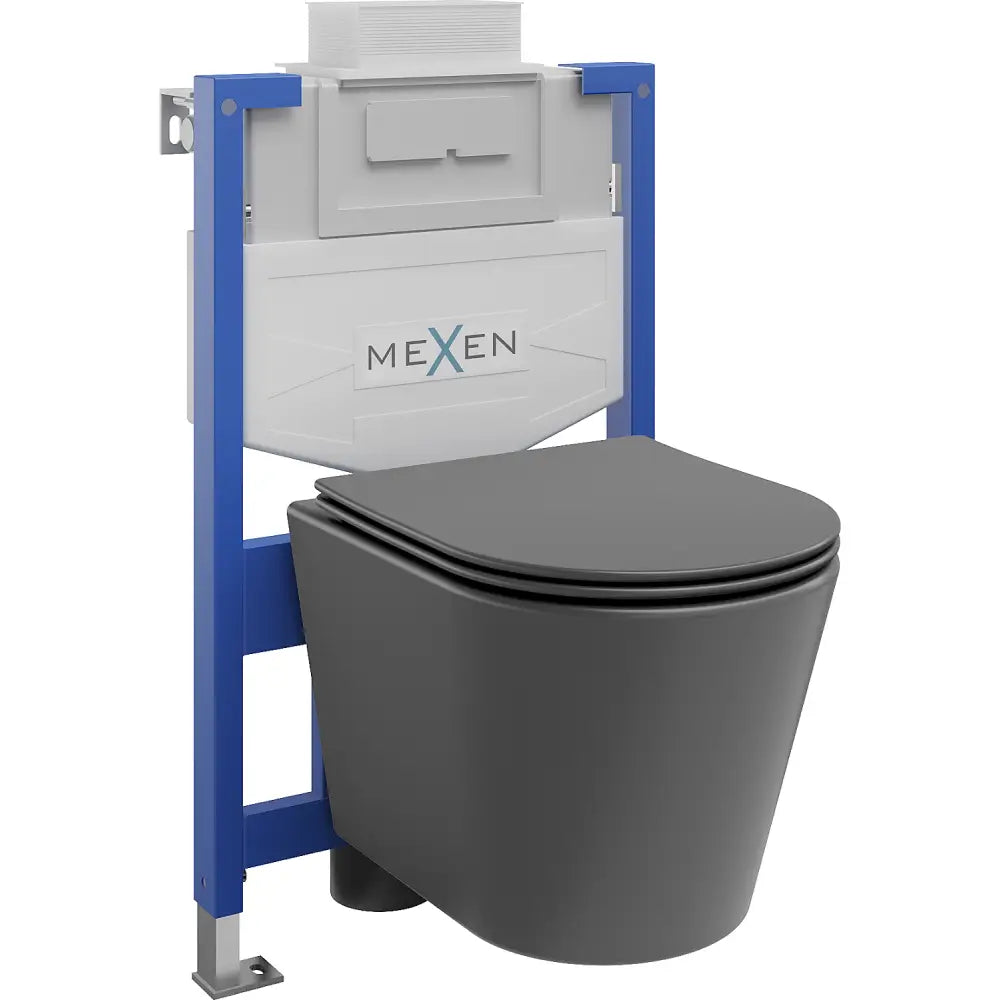 Mexen Innebygd Wc-sett Fenix Xs-u med Rico Toalettskål og Myklukkende Sete Mørk Grå Matt