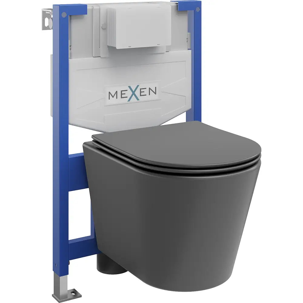 Mexen Innebygd Wc-sett med Fenix Xs-f Ramme Rico Toalettskål og Soft-close Sete Mørkegrå Matt