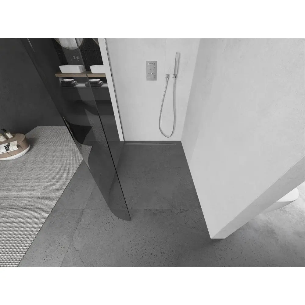 Dusjvegg 130x200 Cm Avrundet Gjennomsiktig 8 Mm Krom