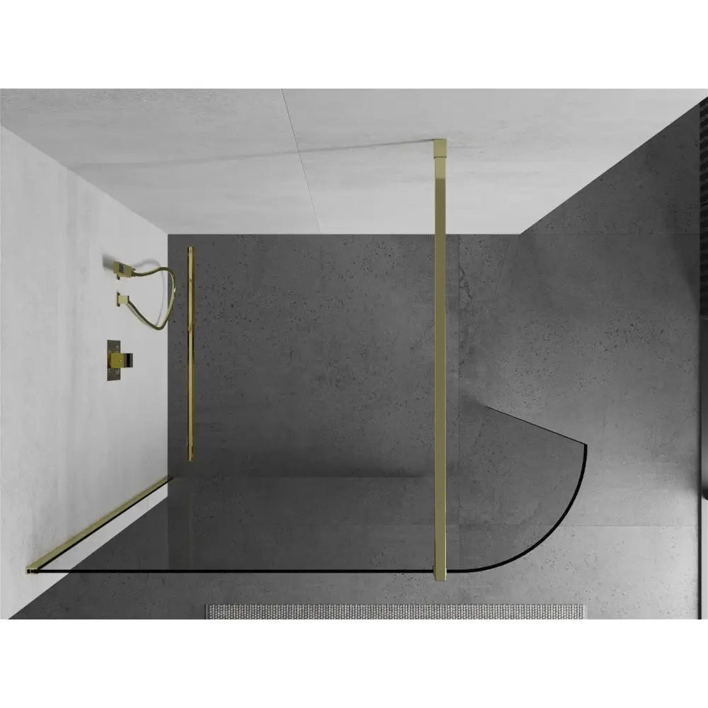 Dusjvegg Avrundet 80x200 Cm Transparent 8 Mm Gull