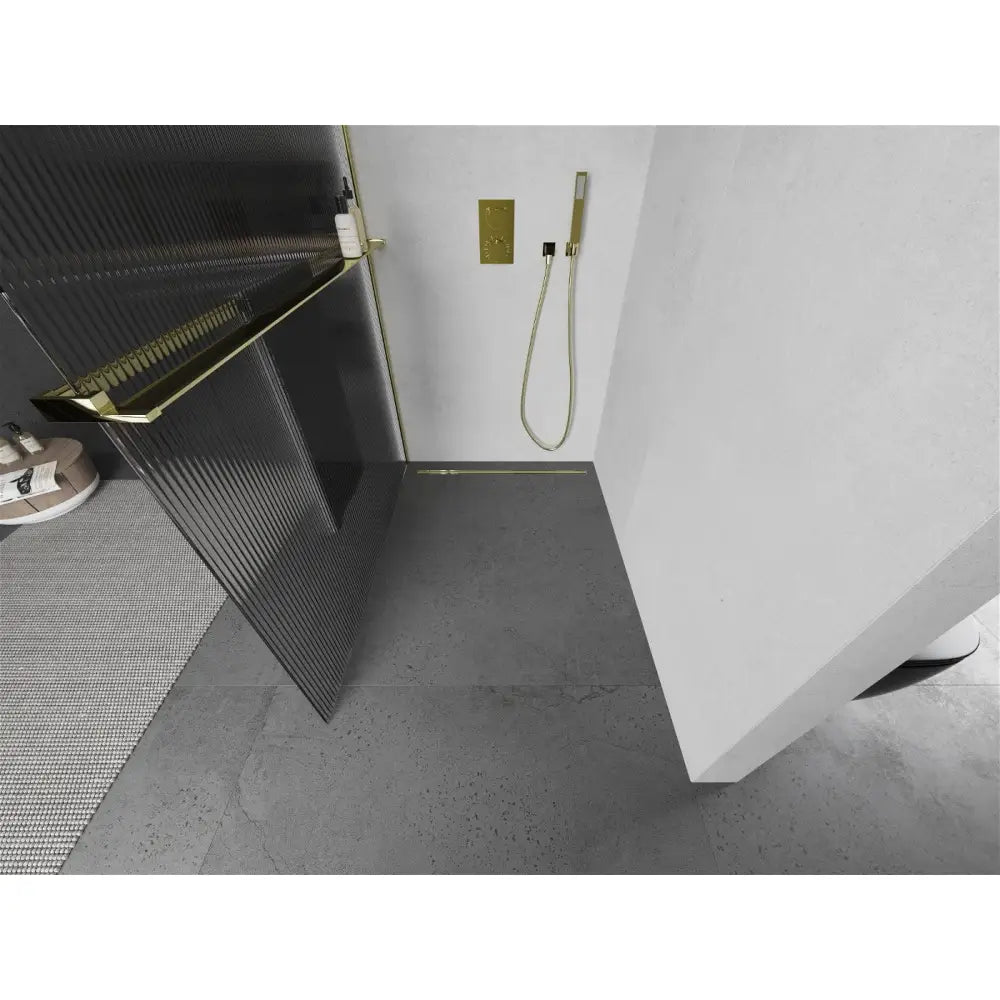 Dusjvegg med Hylle 120x200 Cm Striper Gull