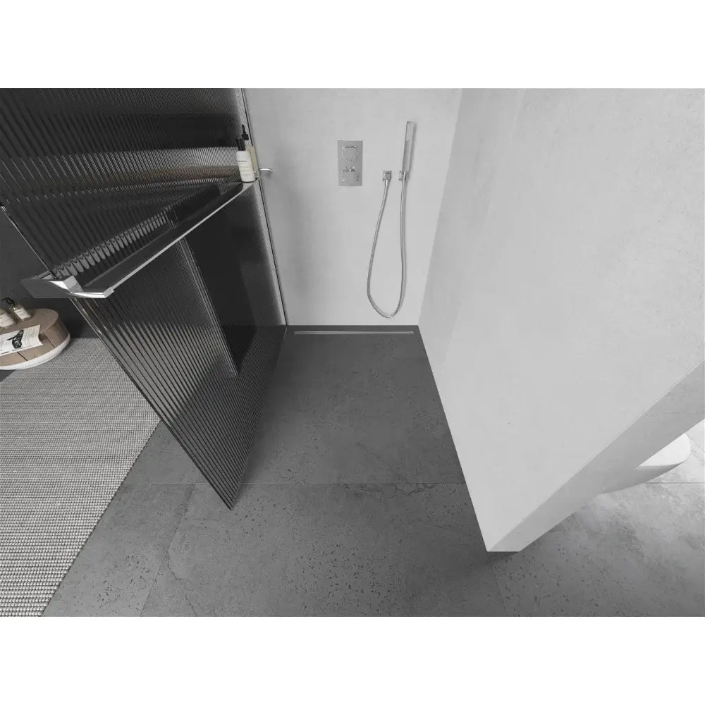 Dusjvegg med Hylle 140x200 Cm Striper Krom