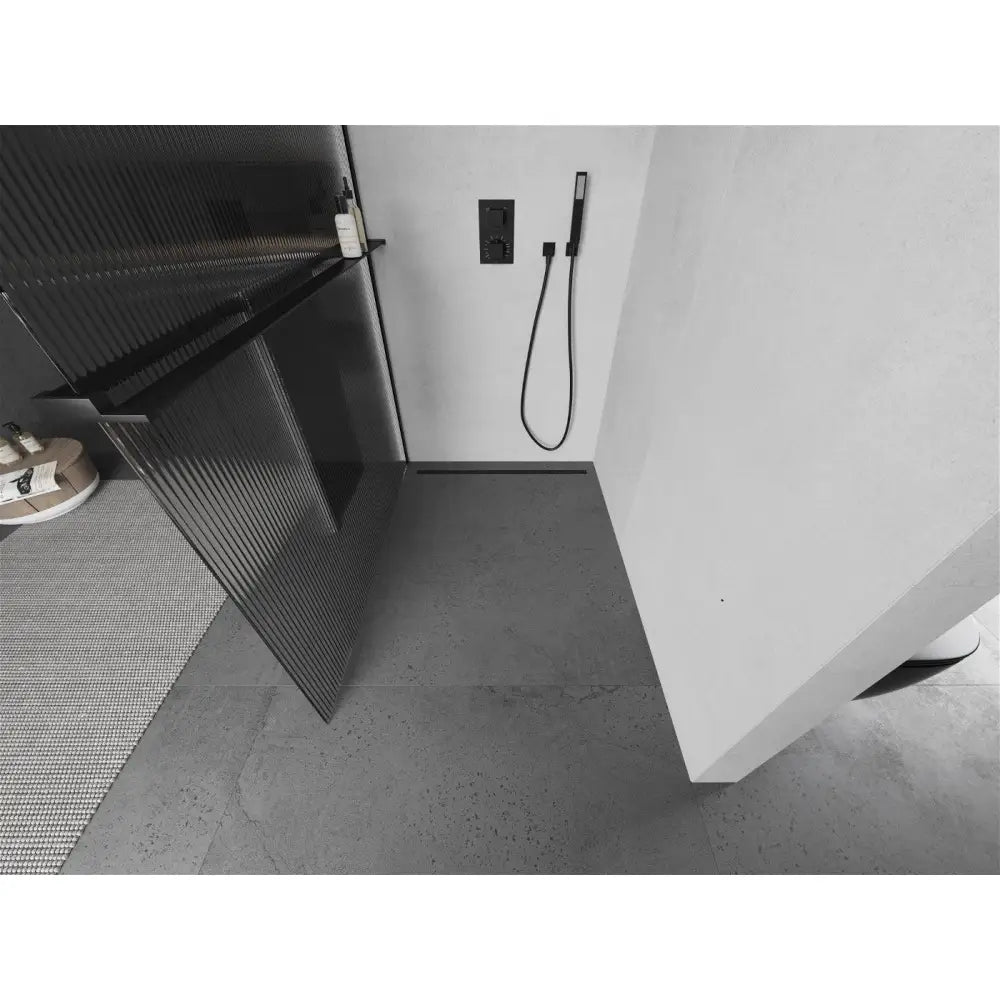 Dusjvegg med Hylle 80x200 Cm Stripet Svart