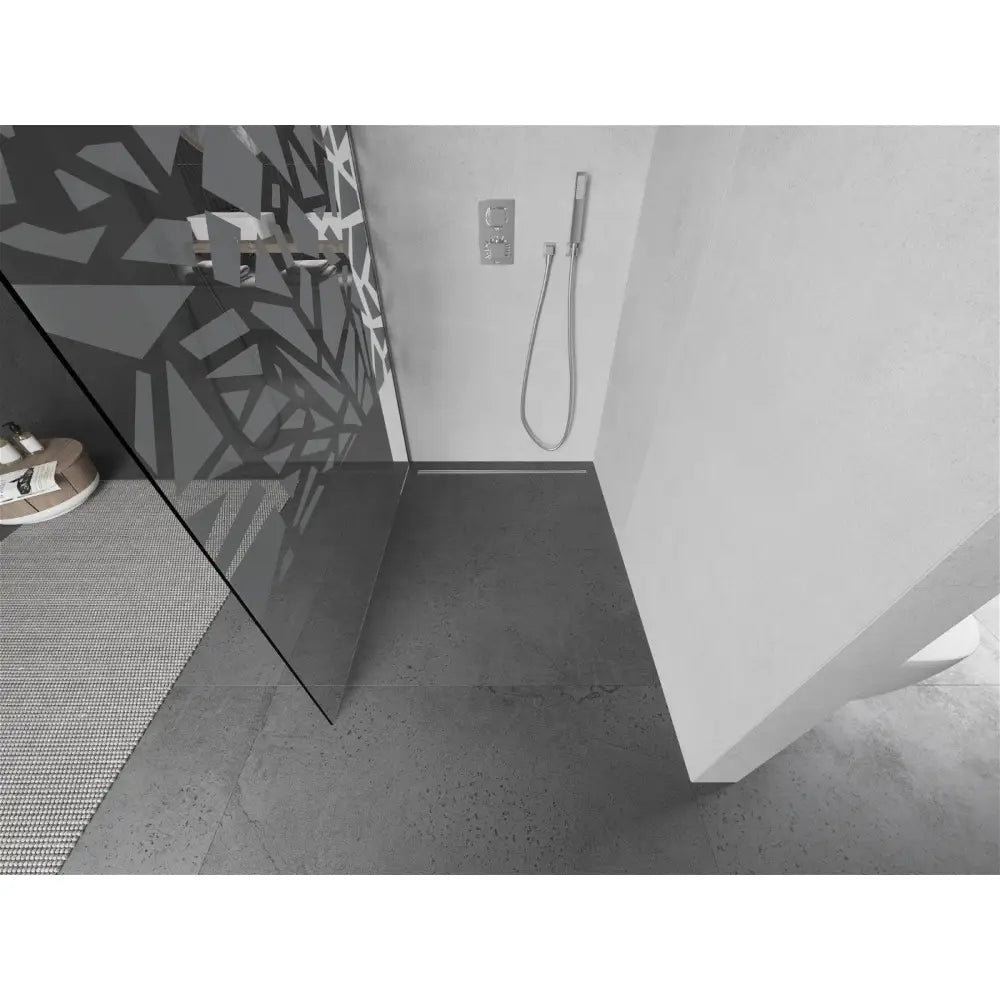 Dusjvegg 80x200 Cm Hvitt Mønster 8 Mm Krom