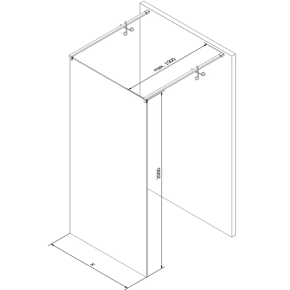 Dusjvegg 110x200 Cm Speil 8 Mm Hvit S1