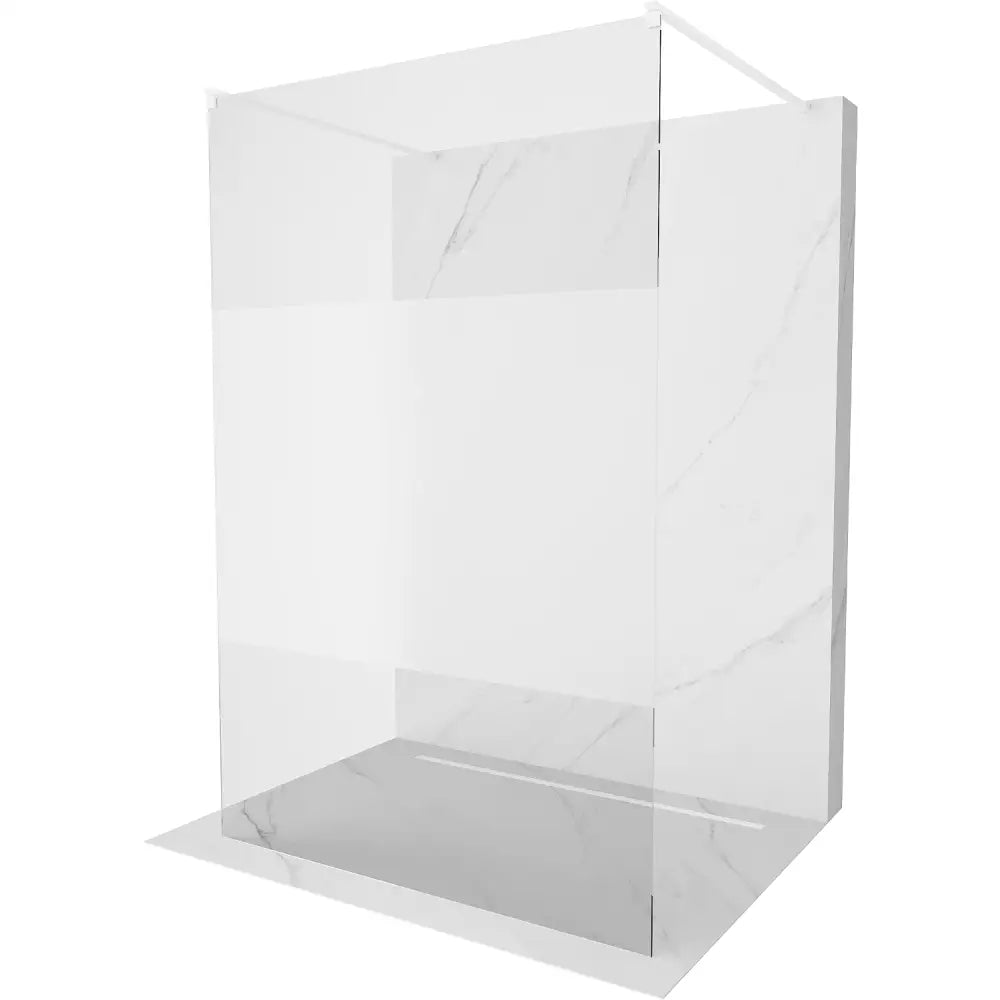 Dusjvegg 140x200 Cm Gjennomsiktig/frostet 8 Mm Hvit