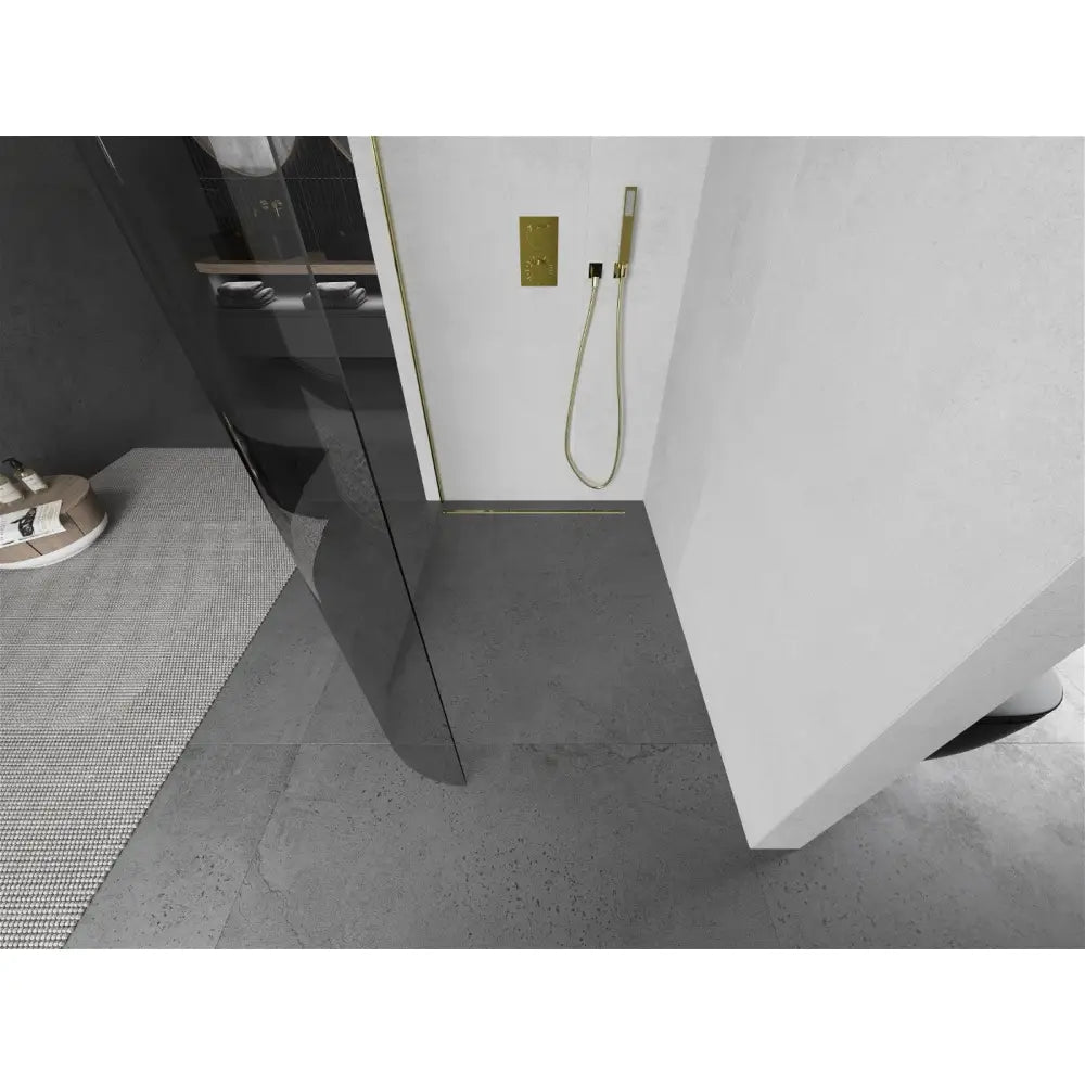 Dusjvegg 100x200 Cm Gjennomsiktig 8 Mm Gull S1