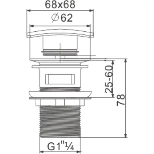 Mexen Klikk-klakk Kvadratisk Avløp med Overløp Svart - 79926