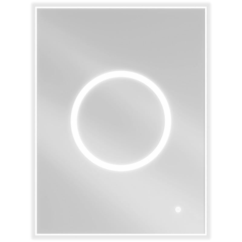 Speil med lys rektangulært LED-speil Mexen Koga 60 x 80 cm med opplyst sirkel og touch-knapp.