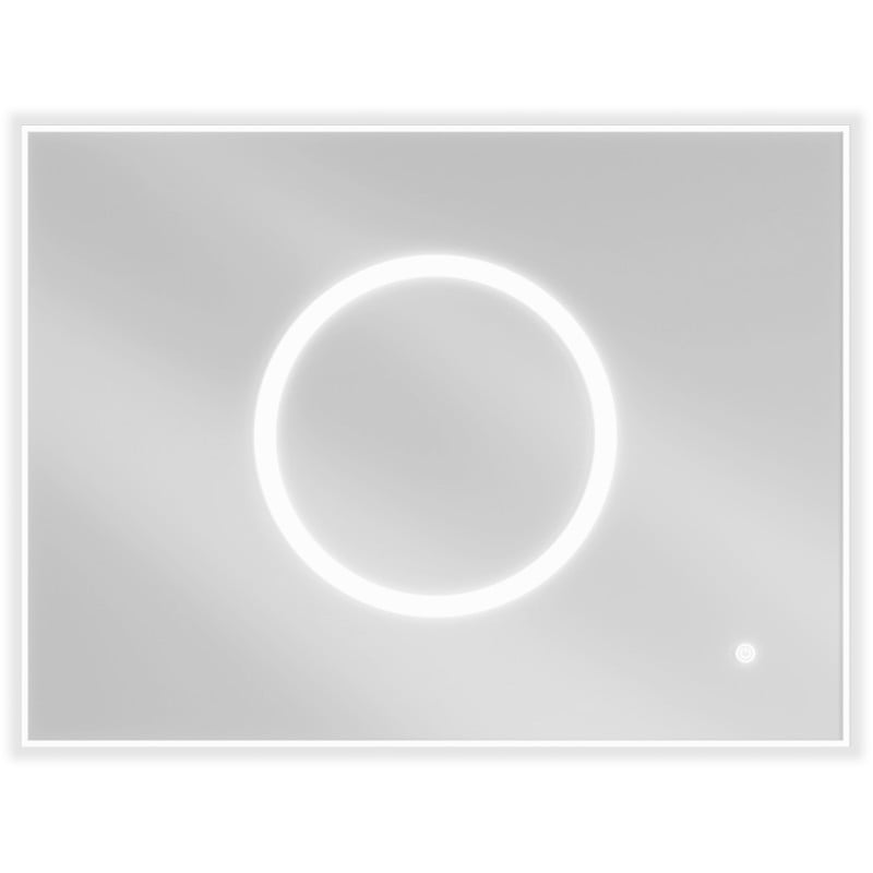 Speil med lys Mexen Koga 80 x 60 cm med LED rundt sirkel og kant, touch-bryter nederst til høyre.