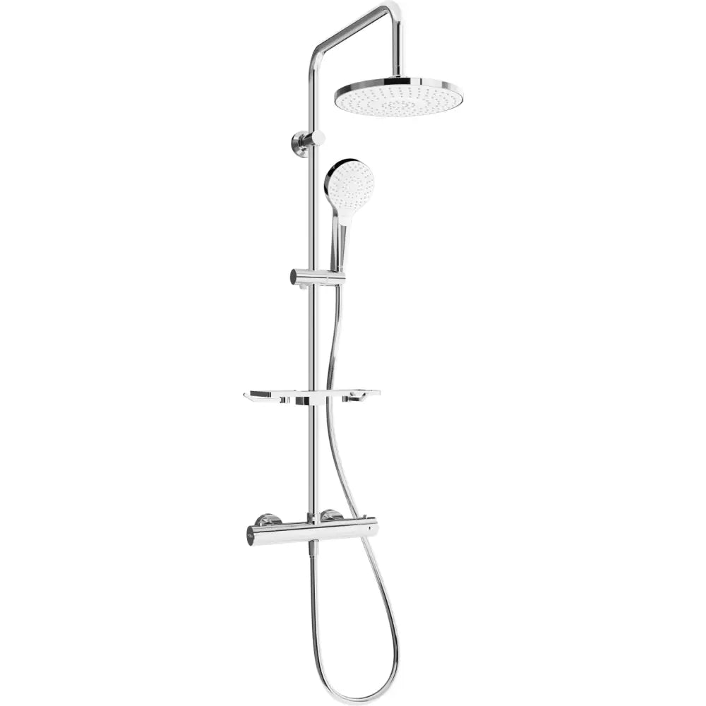 Dusjsett med Overflate Montering Takdusj og Termostatbatteri Krom/hvit