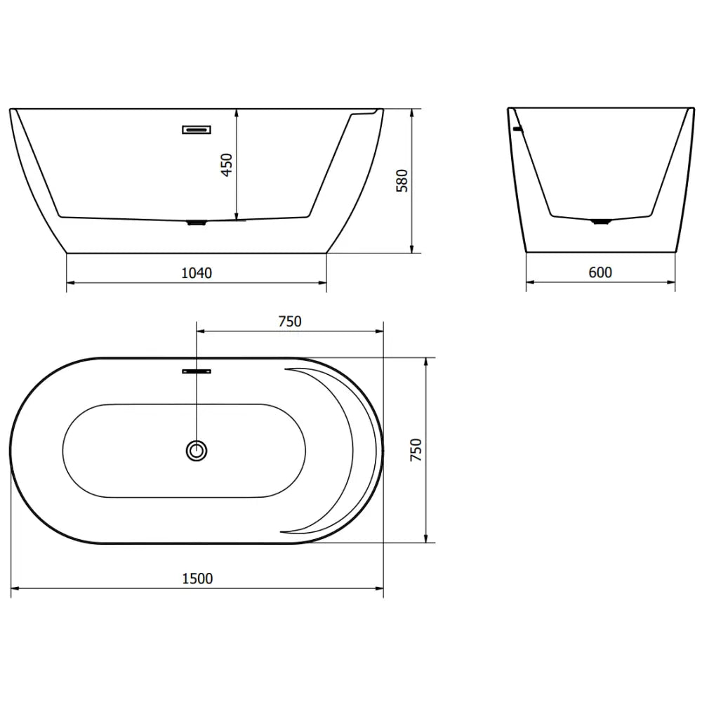 Mexen Laura Frittstående Badekar 150x75 Cm Hvit