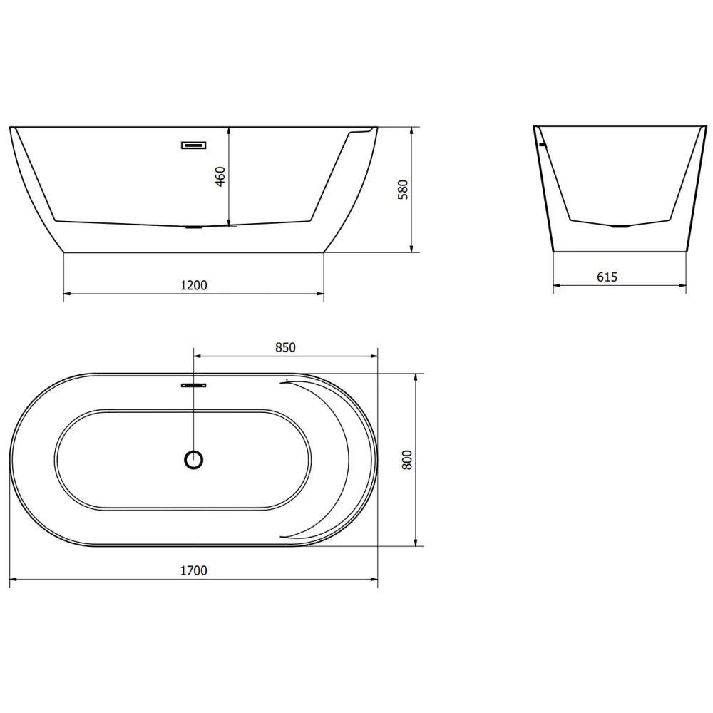 Mexen Laura Frittstående Badekar 170x80 Cm Hvit