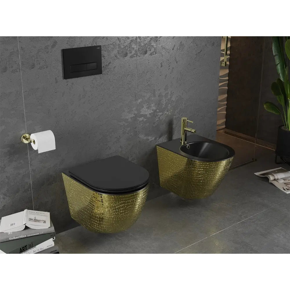 Mexen Lena Hengende Bidet Matt Svart/gullfarget Skjellmønster