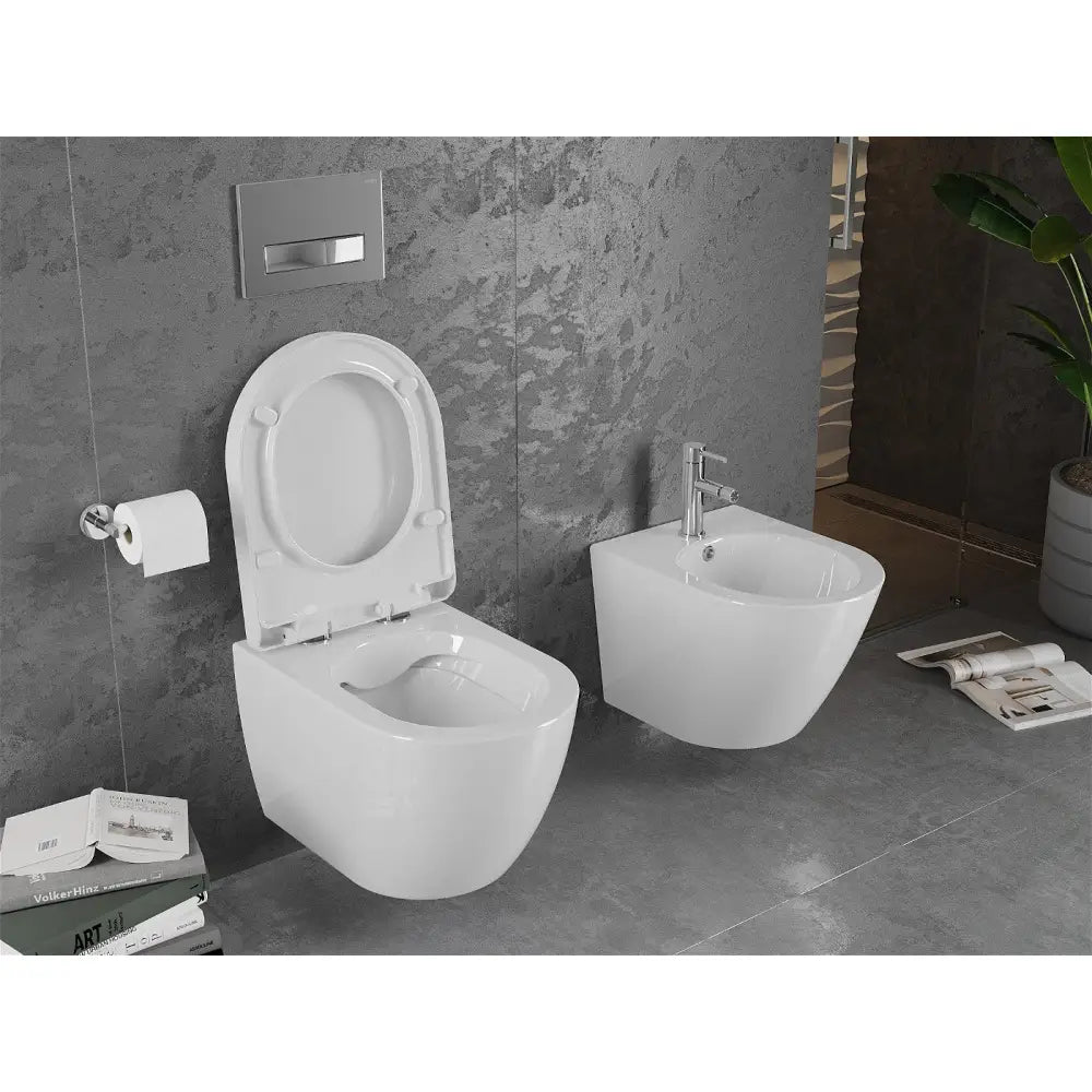 Mexen Lena Rimfri Toalettskål med Hardt Hvitt Soft-close Sete