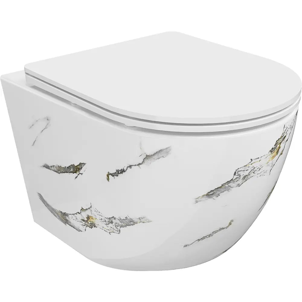 Mexen Lena Rimless Toalettskål med Soft-close Sete i Slim Design Duroplast Hvit Stein