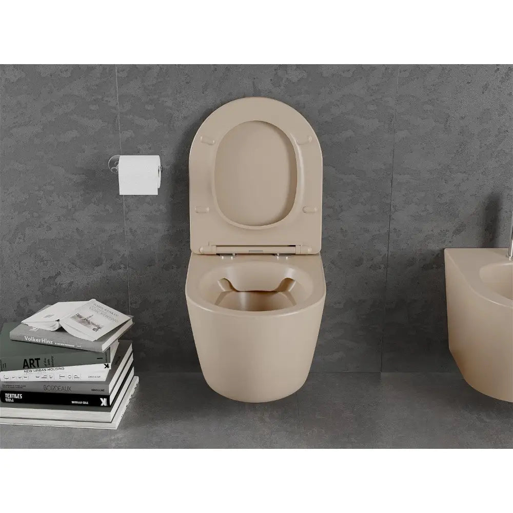Mexen Lena Toalettskål Rimless med Soft-close Sete i Slim Design Duroplast Matt Cappuccino