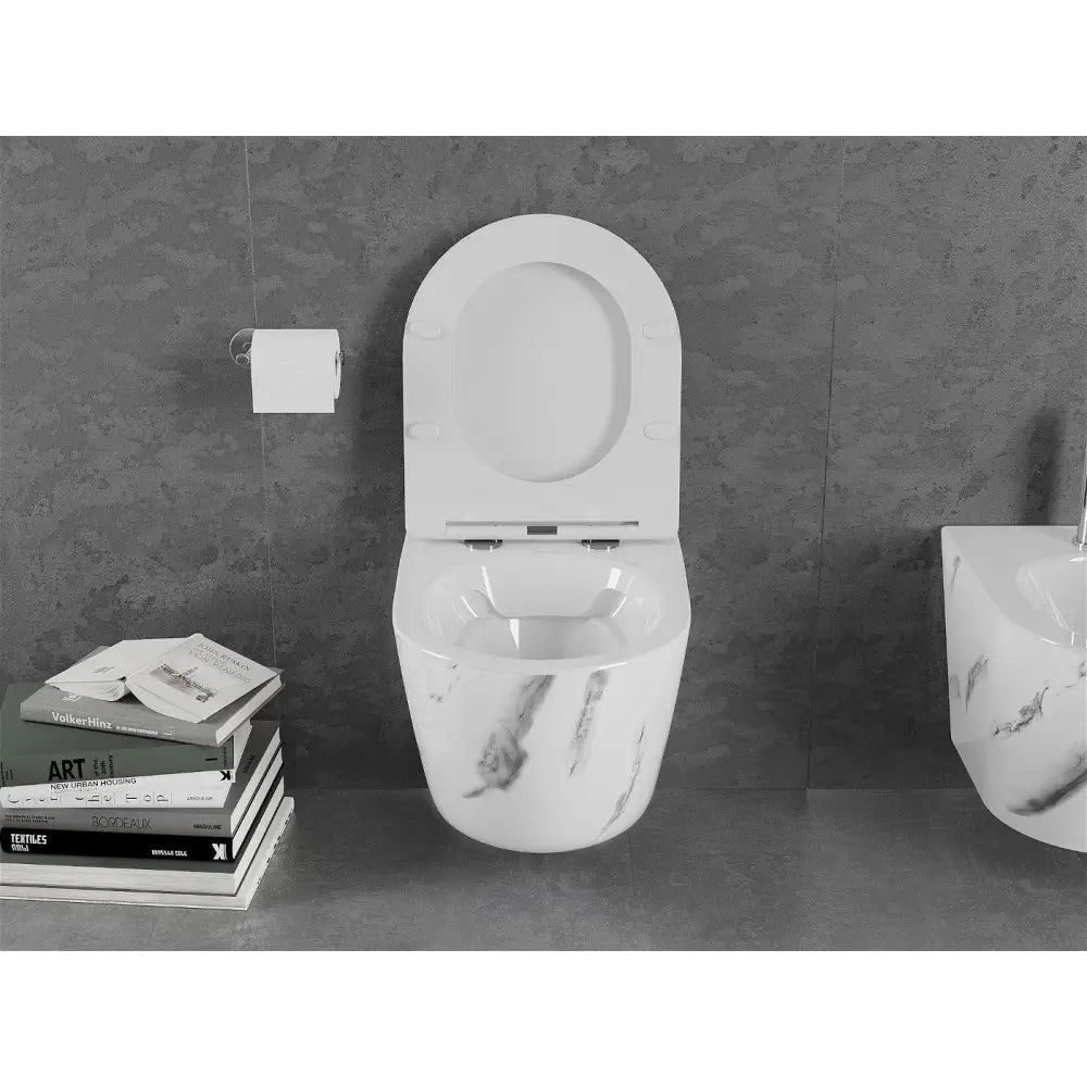 Mexen Lena Toalettskål Rimless med Soft-close Sete Slim Duroplast Hvit Stein