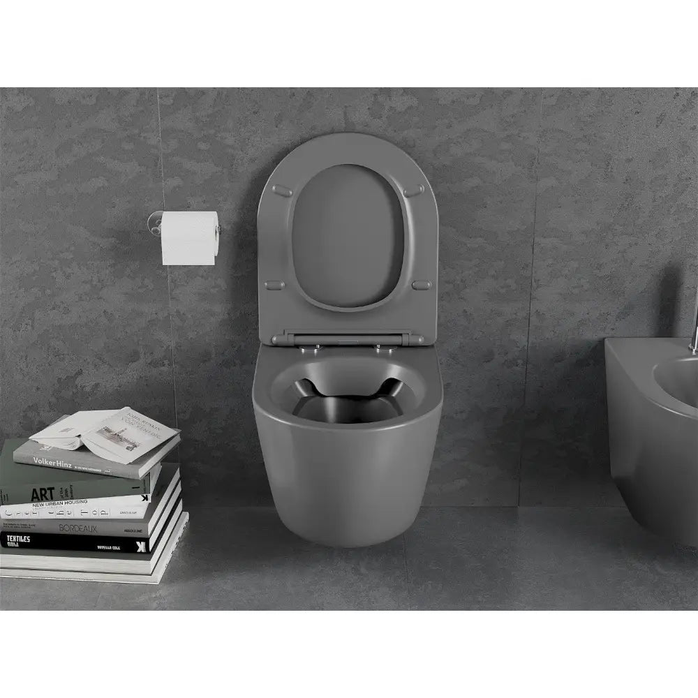 Mexen Lena Toalettskål Rimless med Soft-close Sete Slim Duroplast Mørkegrå Matt