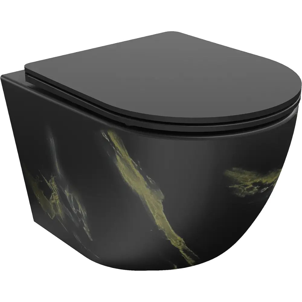 Mexen Lena Toalettskål Rimless med Soft-close Sete Slim Duroplast Svart Stein