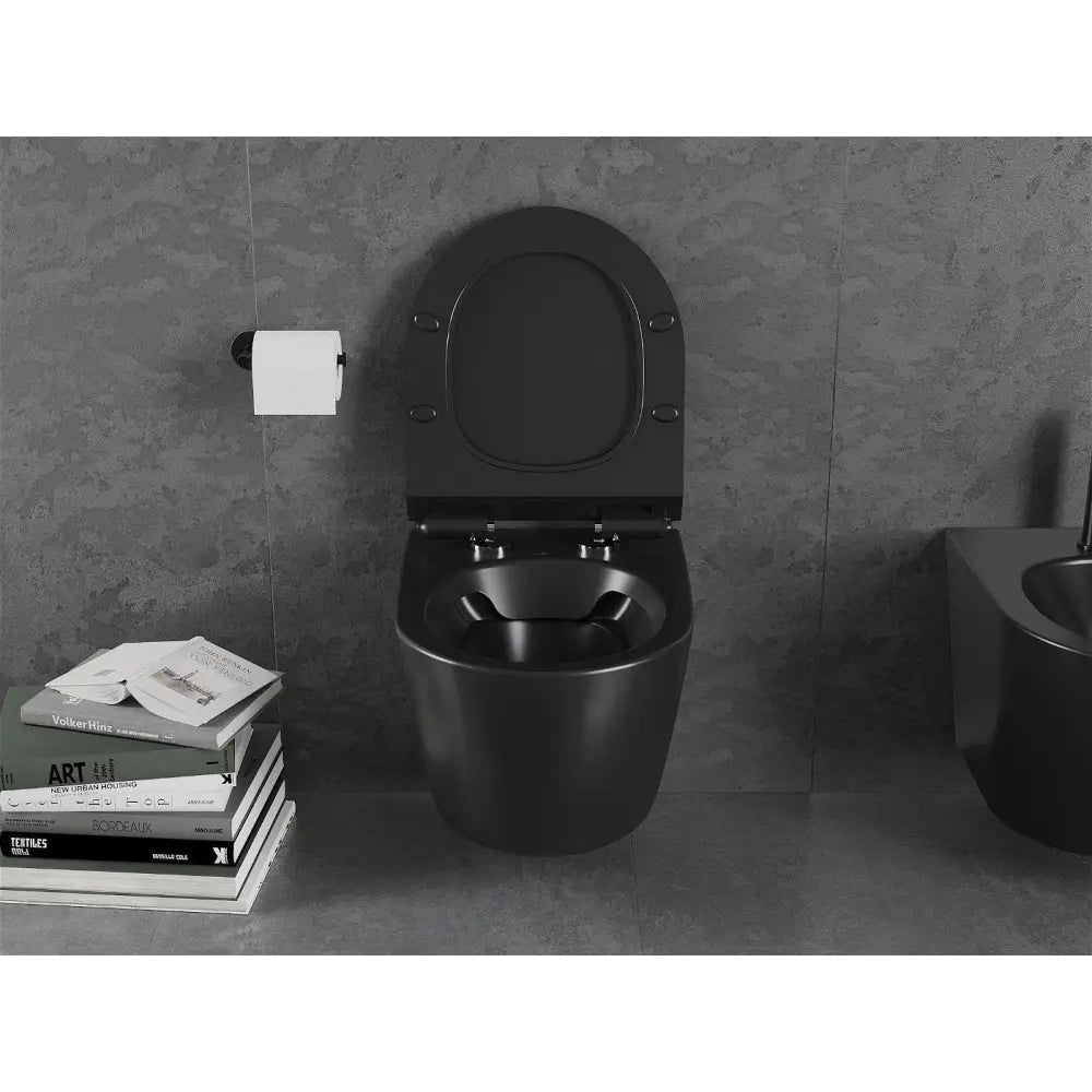 Mexen Lena Toalettskål Rimless med Soft-close Slim Sete Duroplast Matt Svart