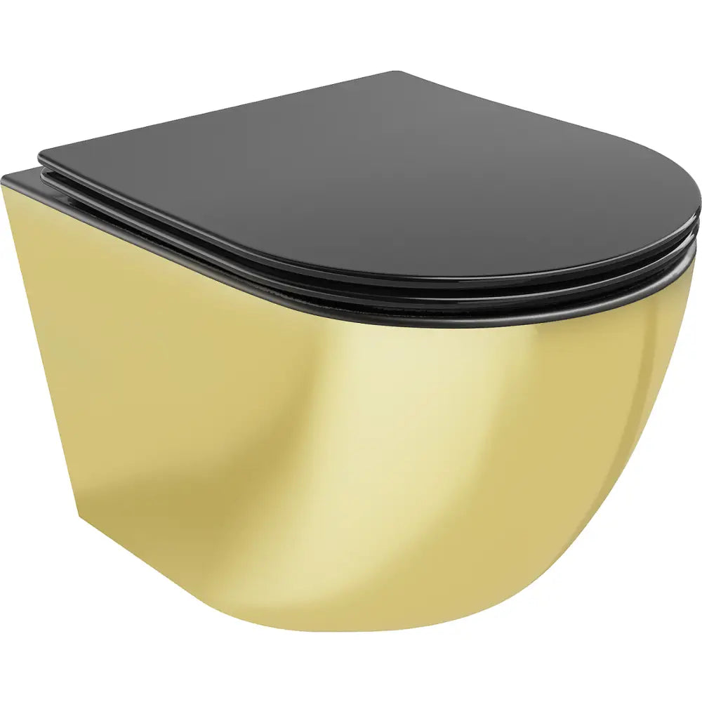 Mexen Lena Toalettskål Rimless med Soft-close Slim Sete Duroplast Matt Svart/gull
