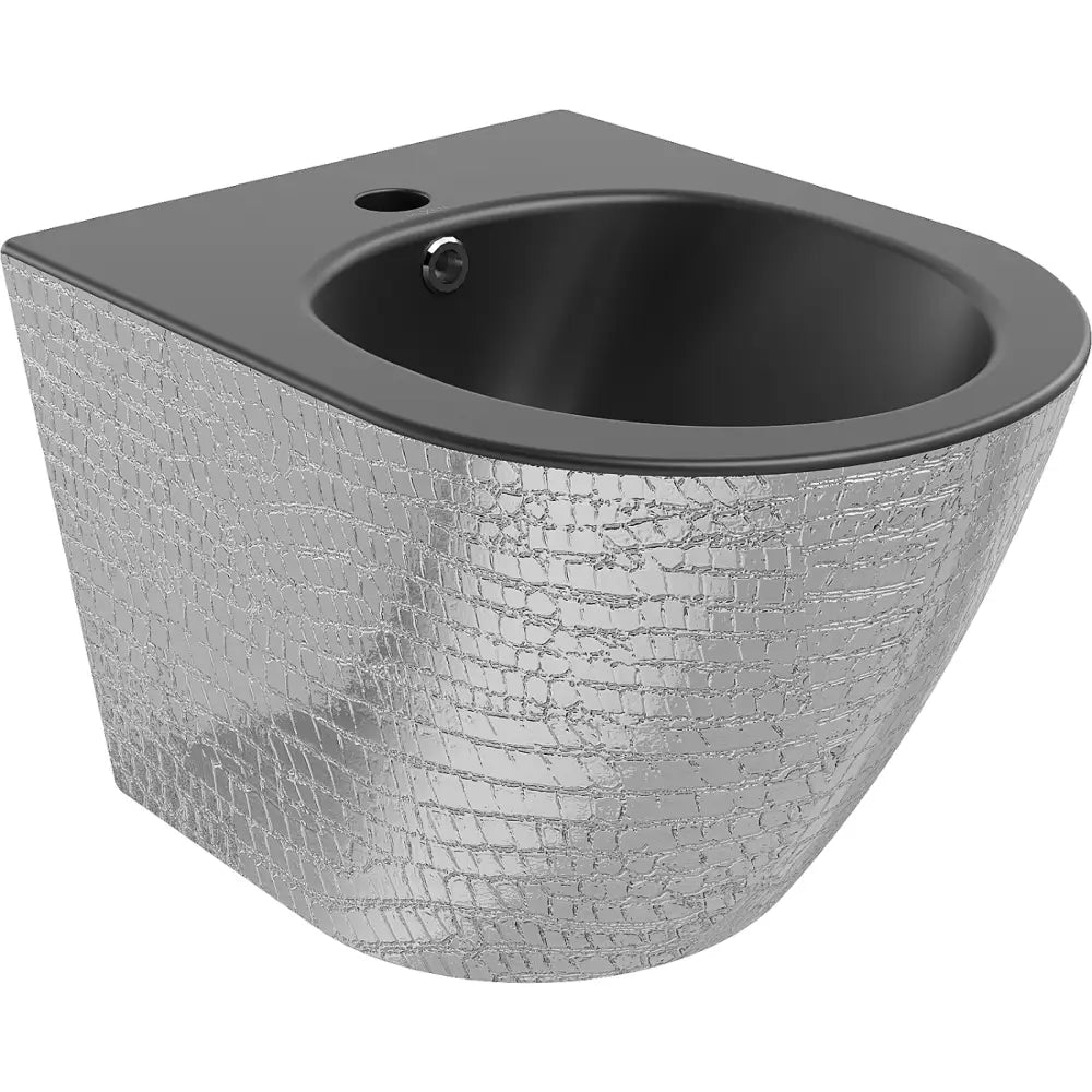 Mexen Lena Vegghengt Bidet Matt Sort/sølv Fiskeskjellmønster