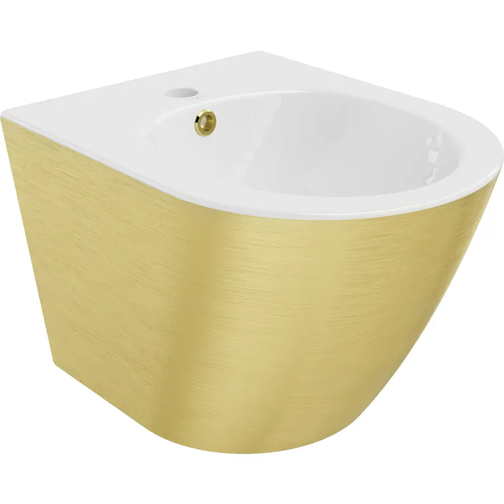 Mexen Lena Veggmontert Bidet Hvitt/gull Mønster Linjer