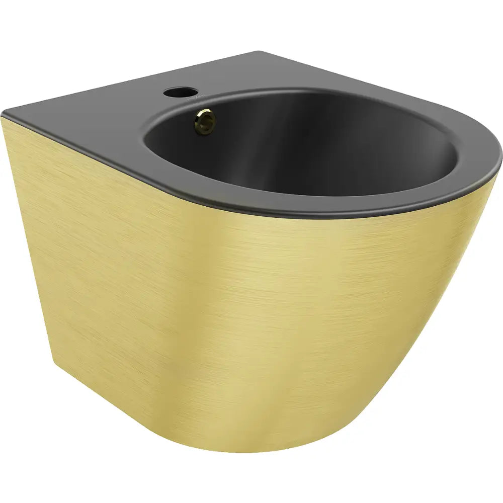 Mexen Lena Veggmontert Bidet Matt Svart/gull Linjemønster