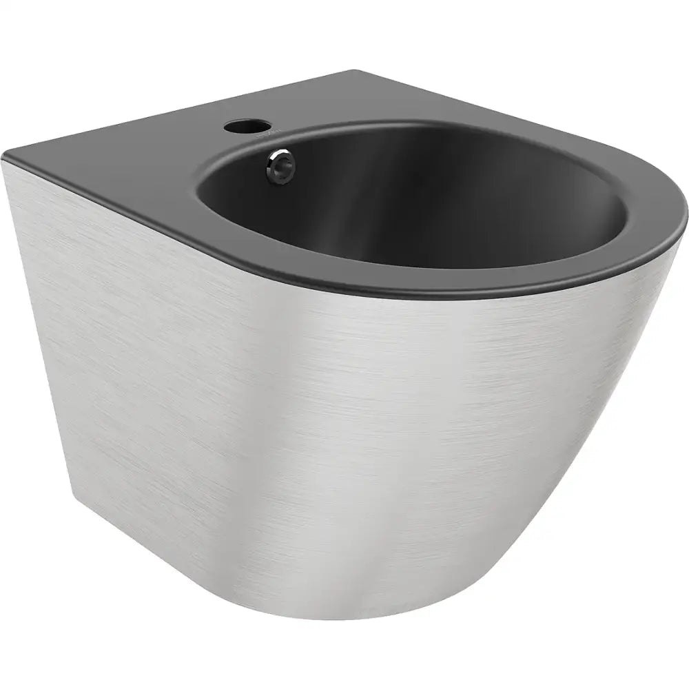 Mexen Lena Veggmontert Bidet Matt Svart/sølv Linjemønster