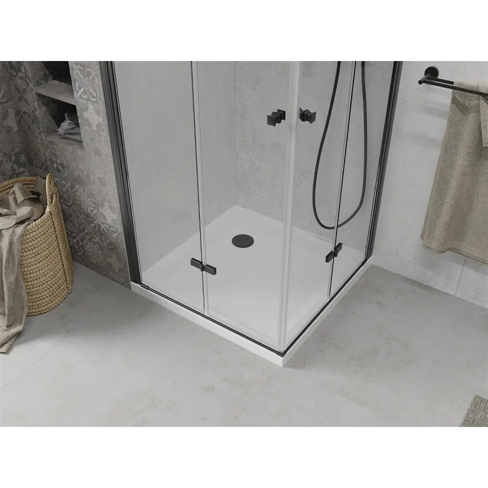 Dusjhjørne med Dusjbrett 70x70 Cm Gjennomsiktig Svart