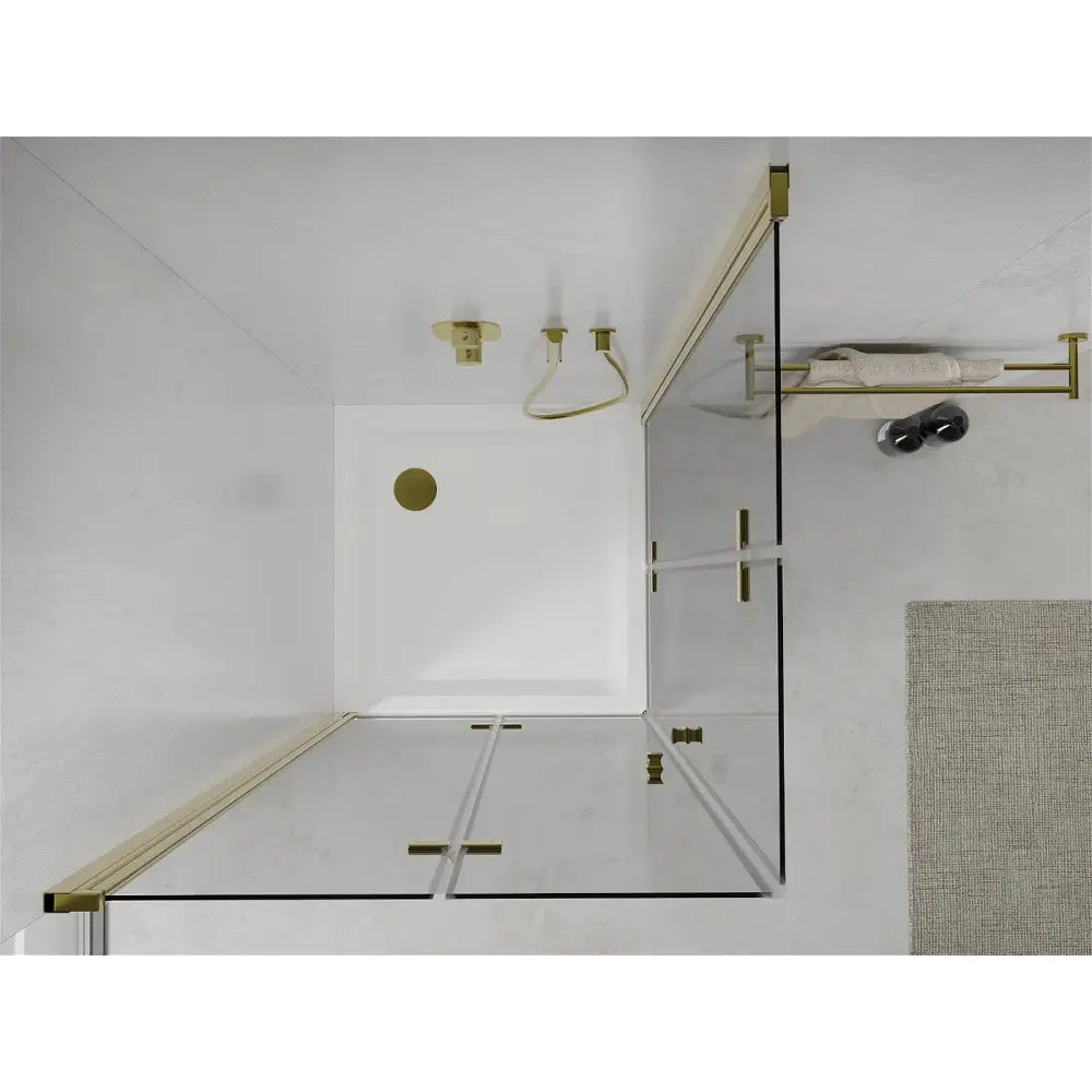 Dusjhjørne med Dusjbrett 70x70 Cm Gjennomsiktig Gull