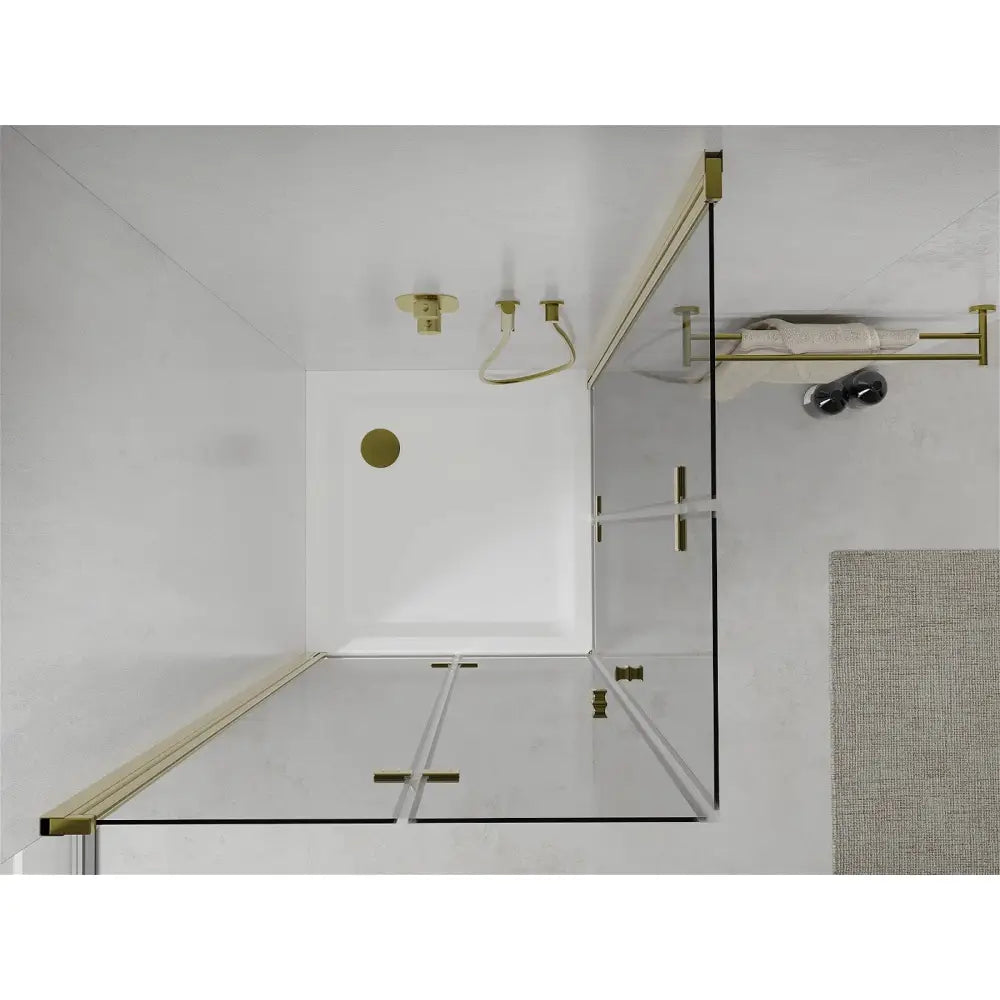 Dusjhjørne med Dusjbrett 80x80 Cm Gjennomsiktig Gull S1