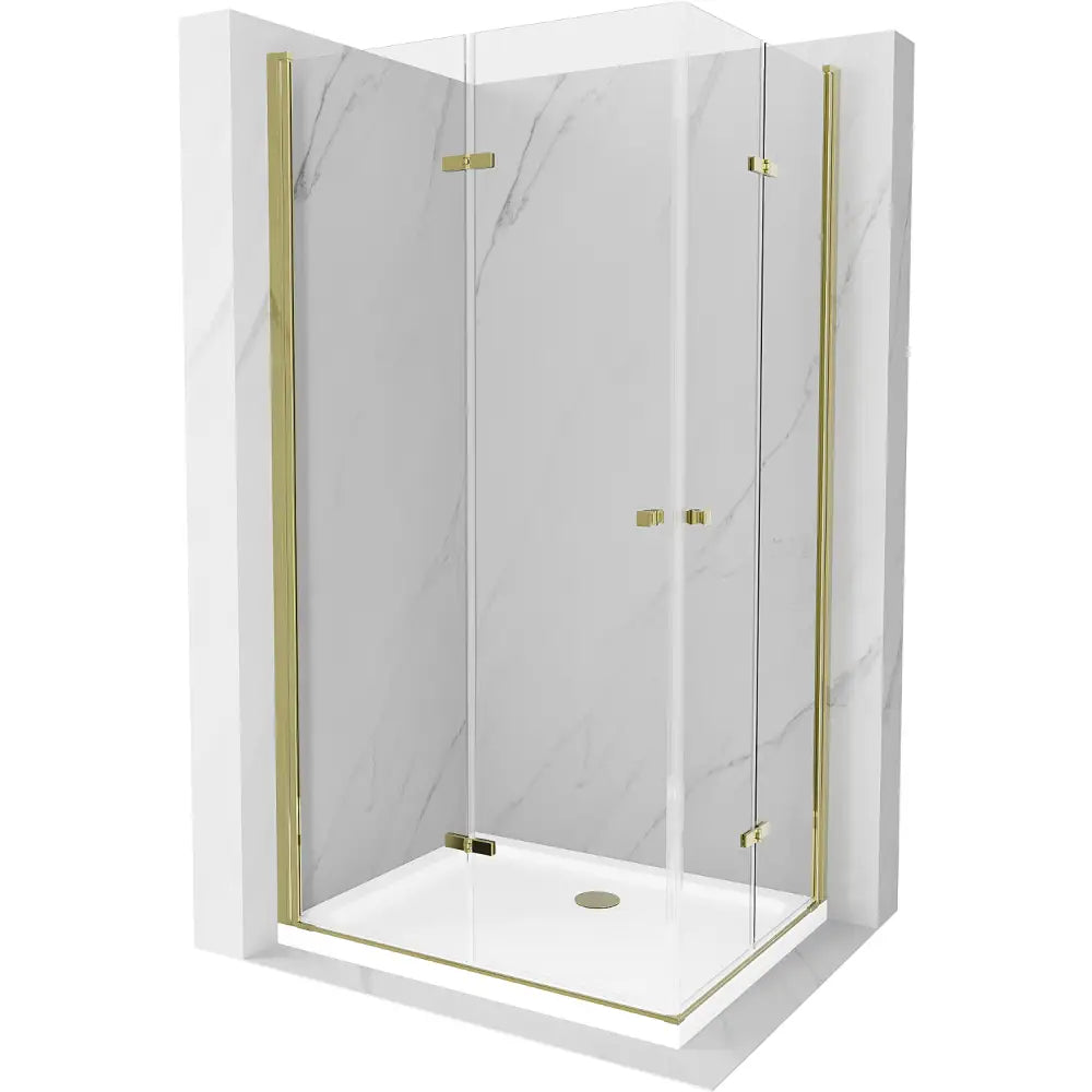 Dusjhjørne med Dusjbrett 90x80 Cm Gjennomsiktig Gull