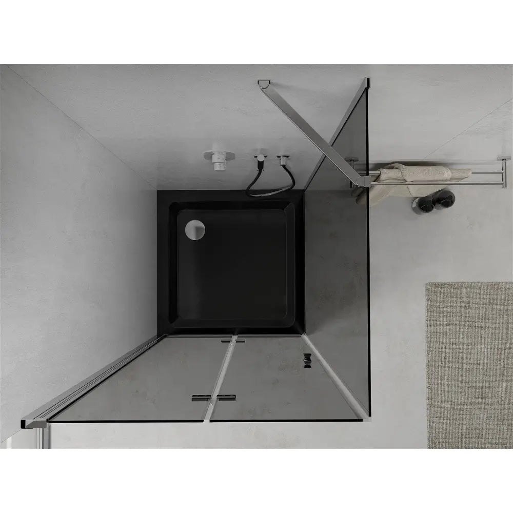 Dusjhjørne med Dusjbrett 90x90 Cm Sammenleggbart Grafitt