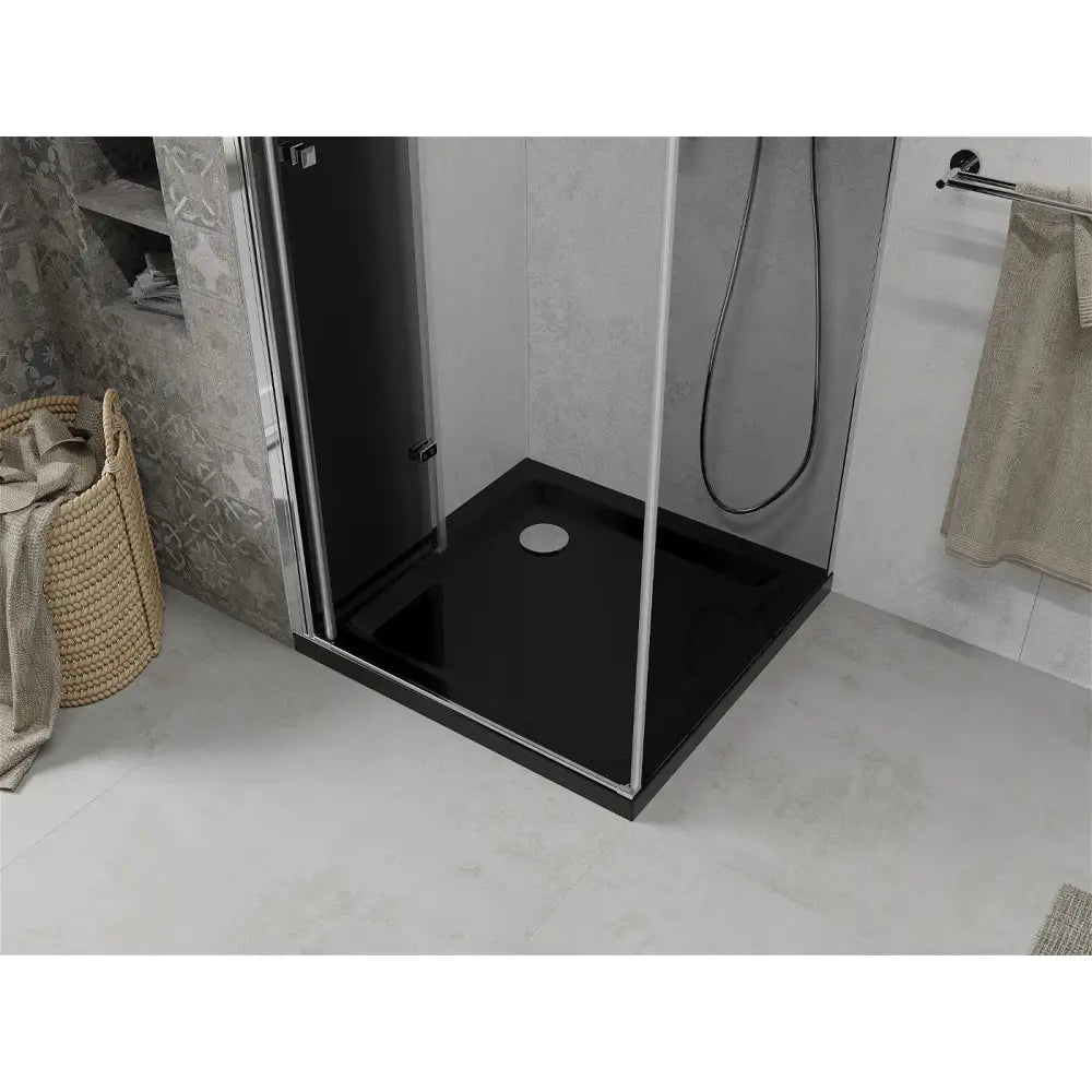 Dusjhjørne med Dusjbrett 90x90 Cm Sammenleggbart Grafitt