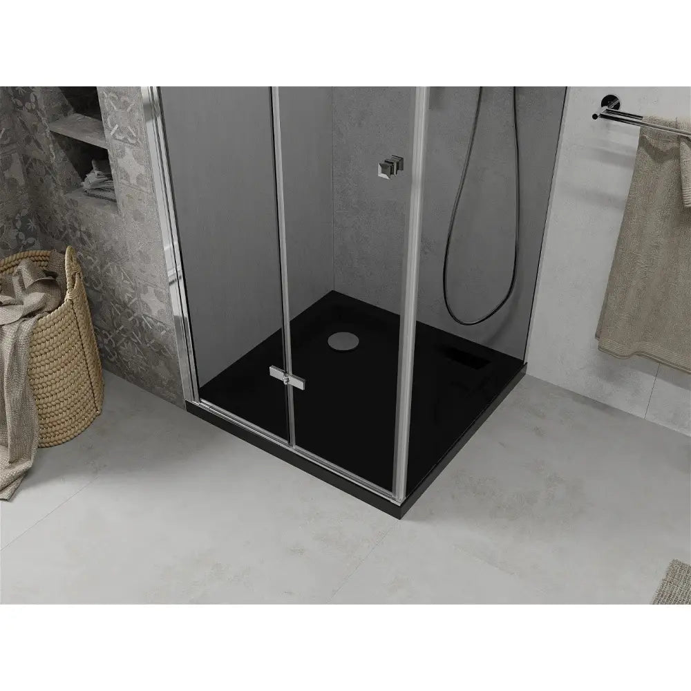 Dusjhjørne med Dusjbrett 90x90 Cm Sammenleggbart Grafitt