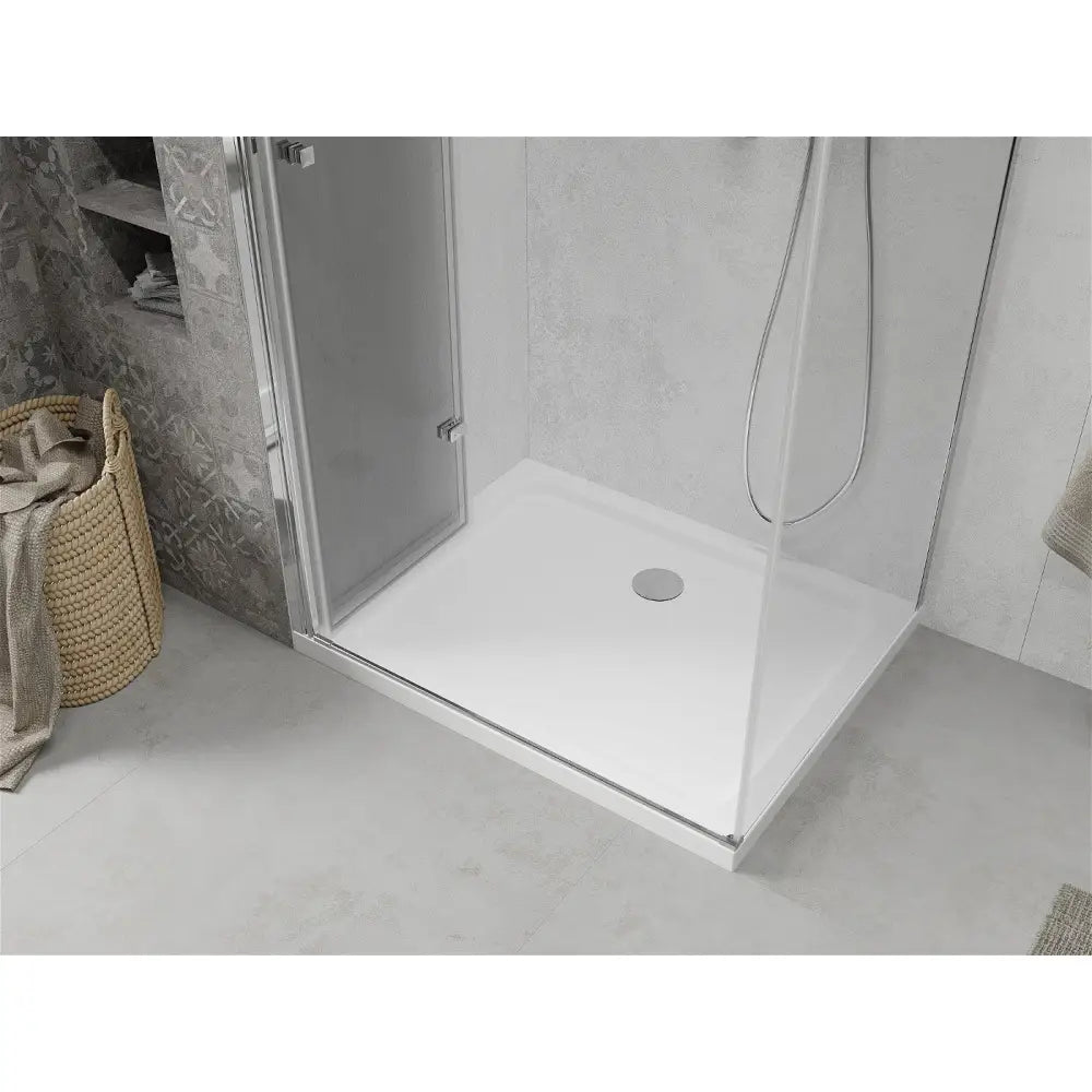 Dusjhjørne med Dusjbrett 70x90 Cm Sammenleggbart Gjennomsiktig Krom + Lav Dusjkar