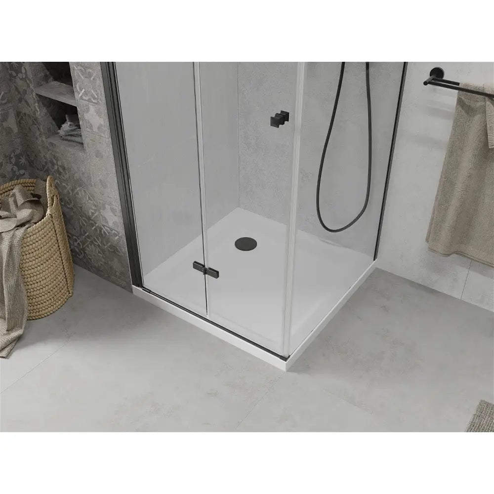 Dusjhjørne med Dusjbrett 70x70 Cm Gjennomsiktig Svart S2