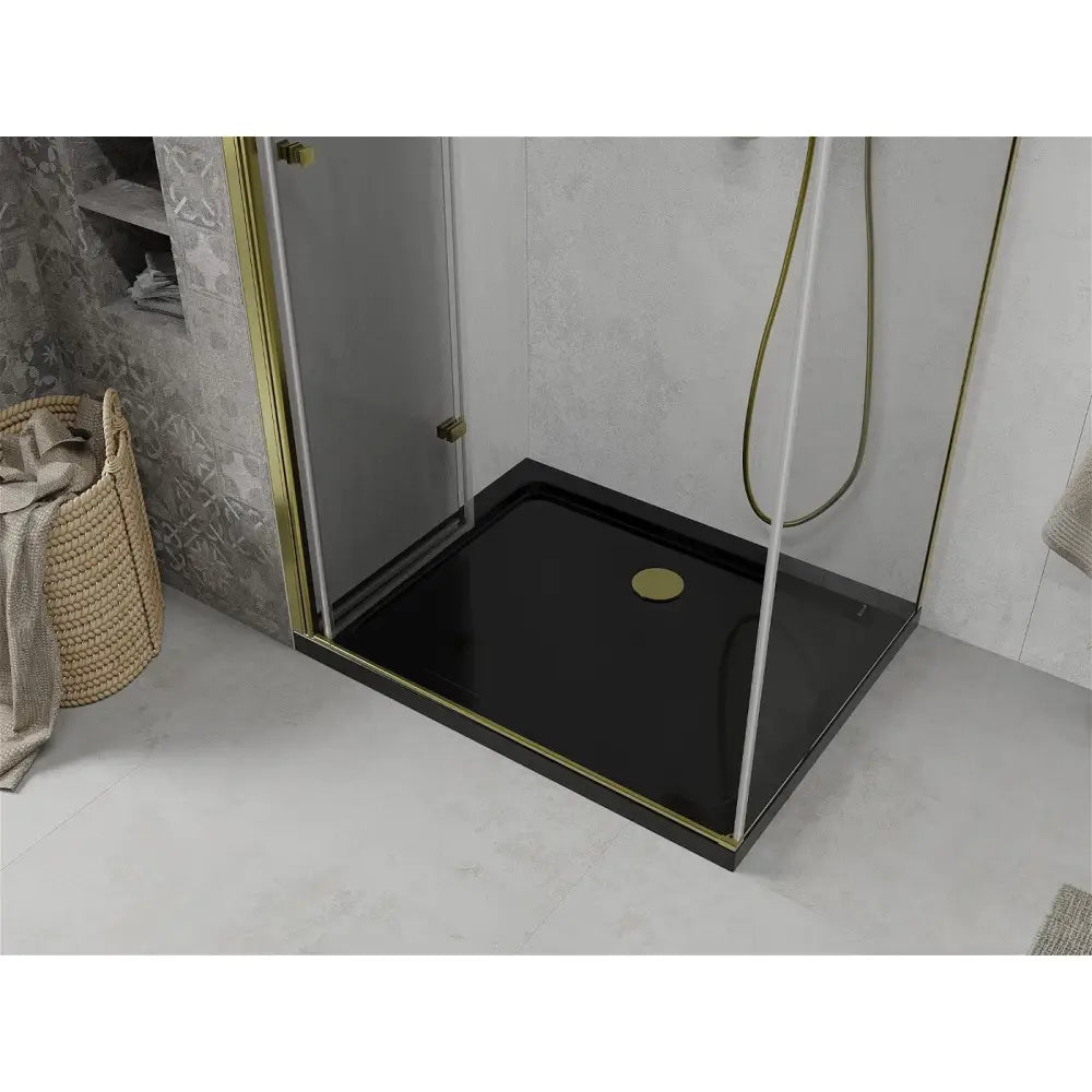 Dusjhjørne med Dusjbrett 80x100 Cm Gjennomsiktig Gull
