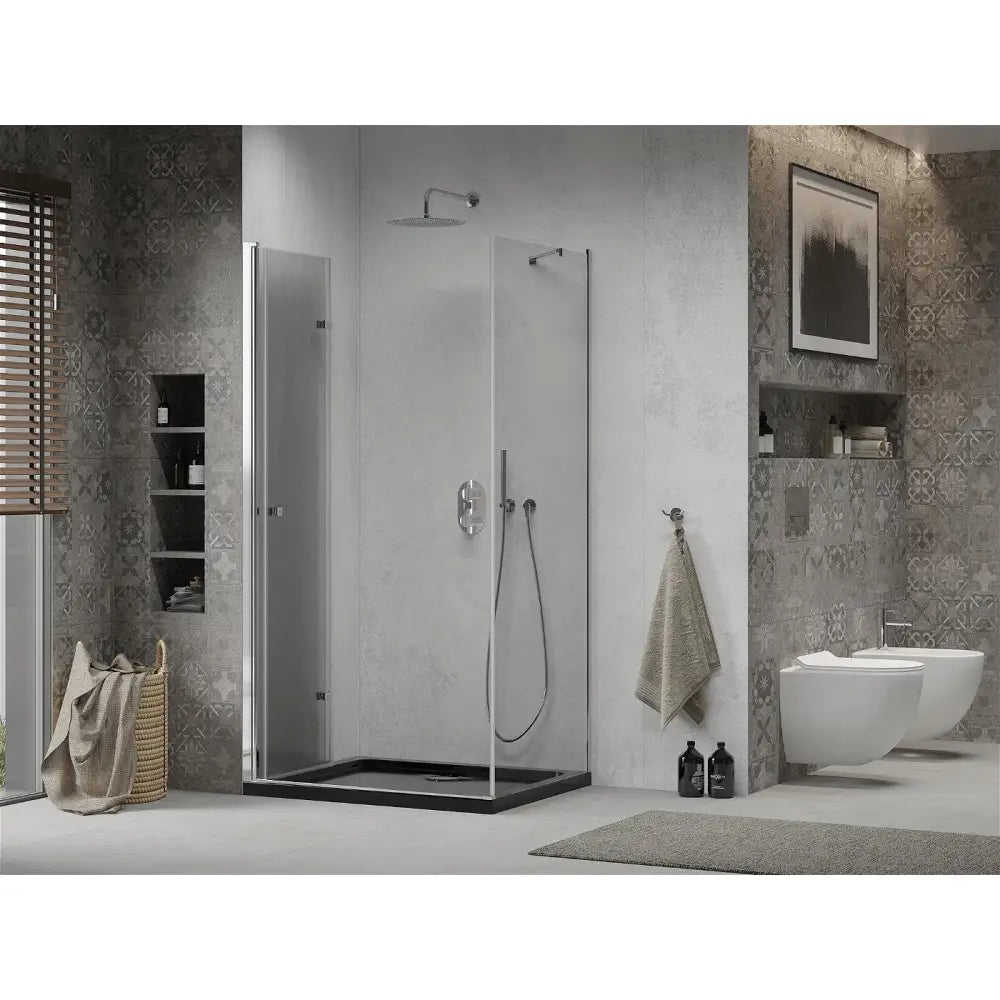 Dusjhjørne med Dusjbrett 80x100 Cm Gjennomsiktig Krom