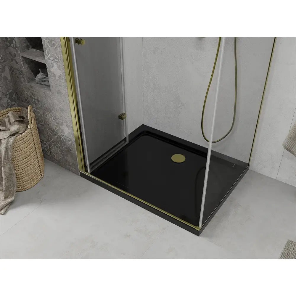 Dusjhjørne med Dusjbrett 90x100 Cm Gjennomsiktig Gull