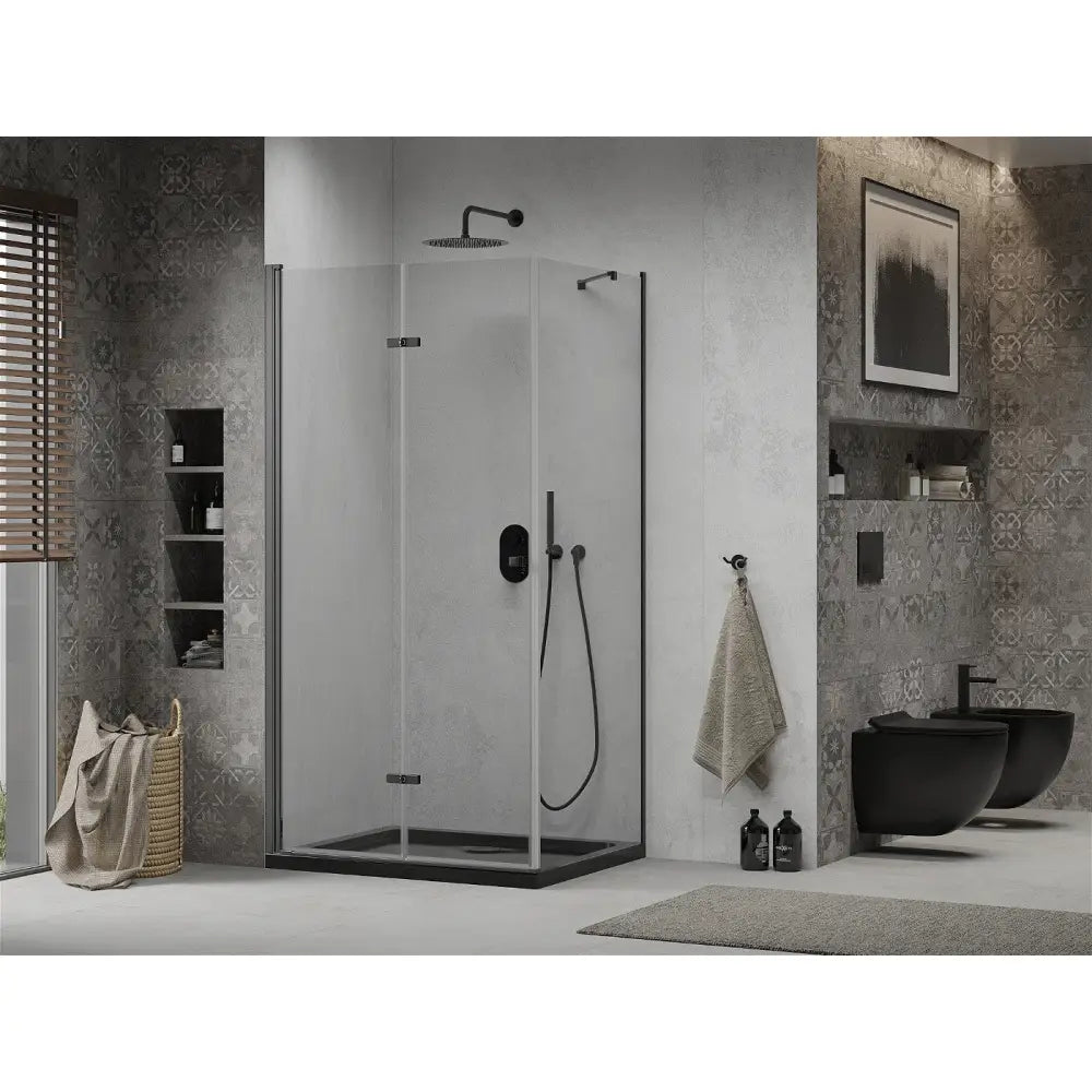 Dusjhjørne med Dusjbrett 90x120 Cm Gjennomsiktig Svart S2