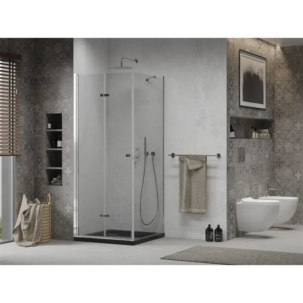 Dusjhjørne med Dusjbrett 90x90 Cm Gjennomsiktig Krom