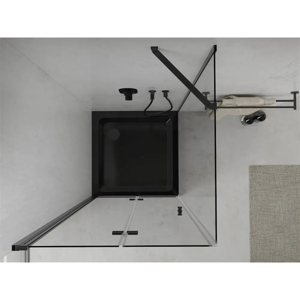 Dusjhjørne med Dusjbrett 90x90 Cm Gjennomsiktig Svart S3