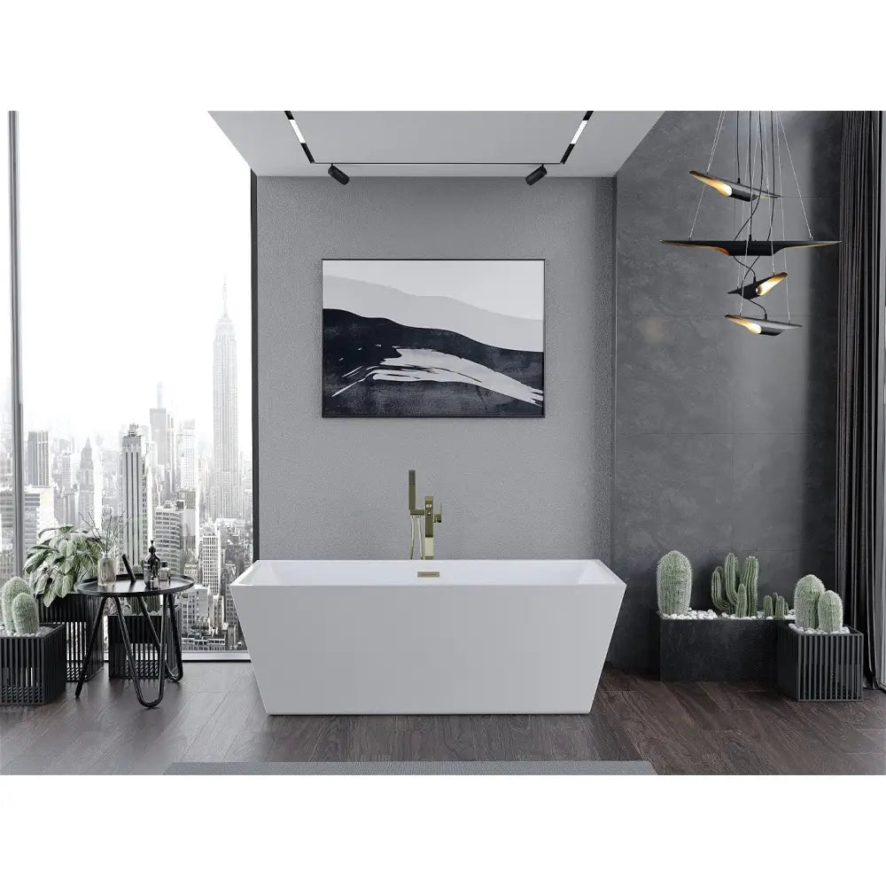 Mexen Lita Frittstående Badekar 170x75 Cm Hvit med Gull Overfløp - 52121707500-g