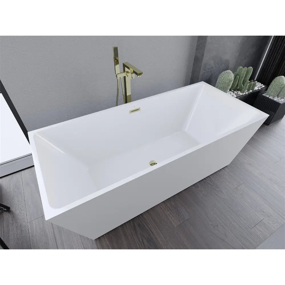 Mexen Lita Frittstående Badekar 170x75 Cm Hvit med Gull Overfløp - 52121707500-g