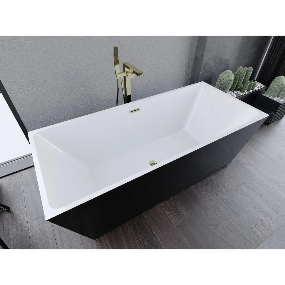 Mexen Lita Frittstående Badekar 170x75 Cm Hvit/svart Gull Overløp - 52121707575-g